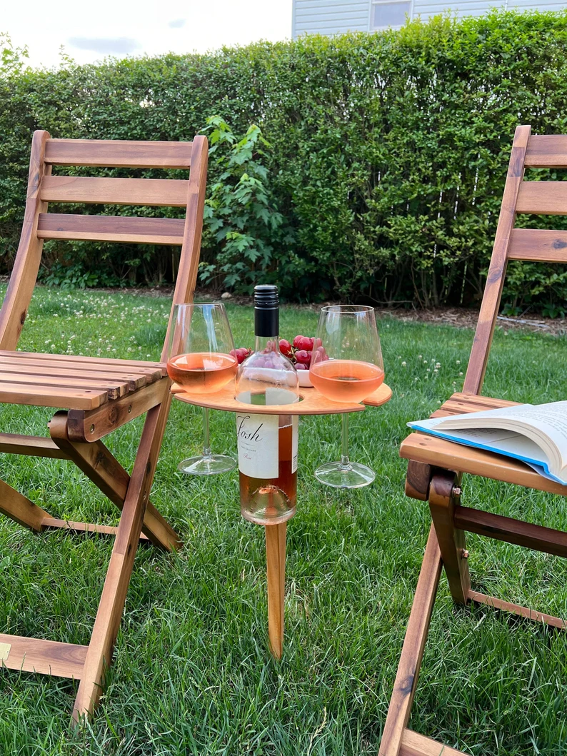 Personalized Outdoor Folding Wine Table - Gift for Outdoor Camping and Wine Lovers